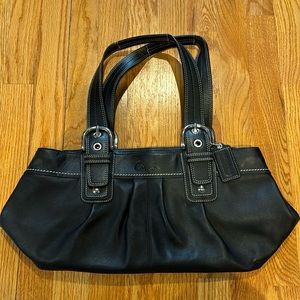 black vintage coach shoulder bag, from the 90s